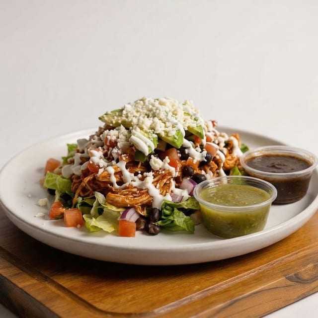 Huaraches Tinga De Pollo / Shredded Chicken.